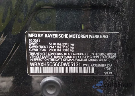 2012 BMW 528I xDrive z USA, uszkodzony, nr VIN WBAXH5C56CDW05131